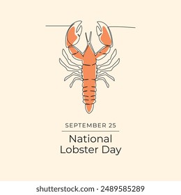 National Lobster Day vector design template good for celebration usage. National Lobster Day design. Continuous line drawing. eps 10.