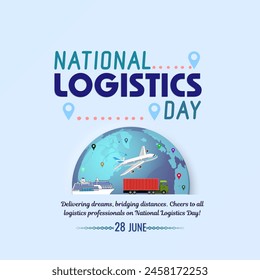 National Logistics Day Celebration card, poster. Supply Chain Success: World Logistics Day Tribute