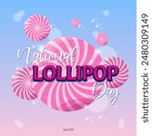 national lollipop day, greeting card in pink colours