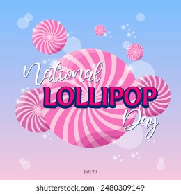 national lollipop day, greeting card in pink colours