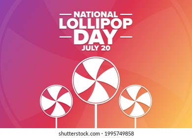 National Lollipop Day. July 20. Holiday concept. Template for background, banner, card, poster with text inscription. Vector EPS10 illustration