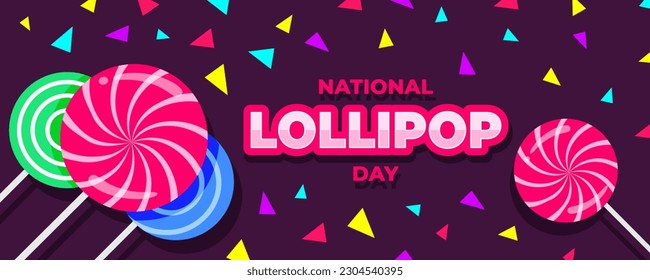 National Lollipop Day on 20 July Banner Background. Horizontal Banner Template Design. Vector Illustration