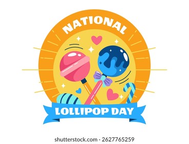 Ilustração do vetor do dia do pirulito nacional em 20 de julho Celebrando doces duros e doces em um plano de fundo dos desenhos animados