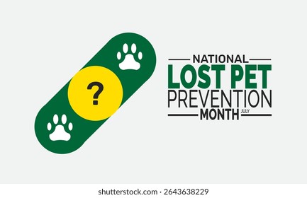 
National Lost Pet Prevenção mês ilustração de fundo. Conceito de férias. Utilize para plano de fundo, banner, cartaz, cartão e modelo de design de pôster com design de ilusão profissional 
