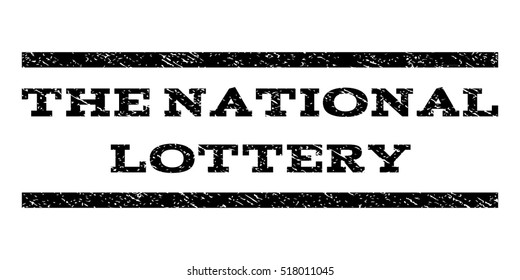 The National Lottery watermark stamp. Text tag between horizontal parallel lines with grunge design style. Rubber seal stamp with dirty texture. Vector black color ink imprint on a white background.