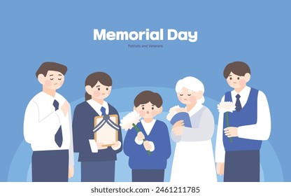 National Love Patriotic Veterans Memorial Day Illustration 