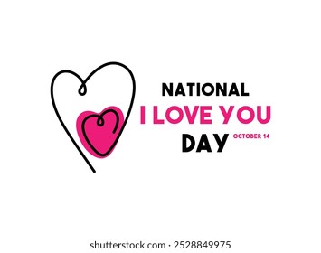 National I Love You Day. October 14. White background. Eps 10.