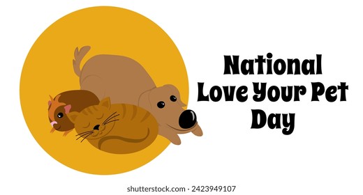 National Love Your Pet Day, simple horizontal poster or banner vector illustration design about animals