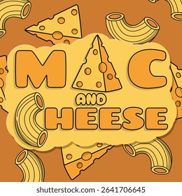 National Mac and Cheese Day to celebrate on July 14th. Macaroni with pieces of cheese on orange background. Food event banner.