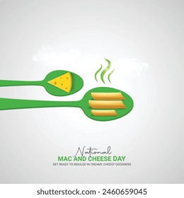 national mac and cheese day creative ads design. national mac and cheese day, July 14, vector, 3d illustration