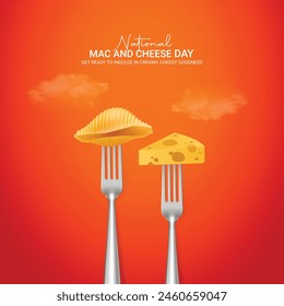 national mac and cheese day creative ads design. national mac and cheese day, July 14, vector, 3d illustration