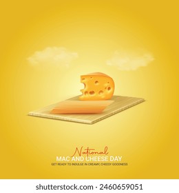 national mac and cheese day creative ads design. national mac and cheese day, July 14, vector, 3d illustration