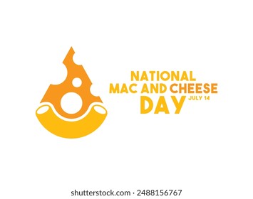 Día Nacional del Mac y el Queso. 14 de julio. Vector plano. Fondo blanco. Eps 10.