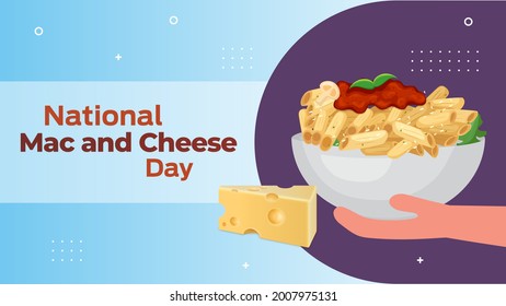 National Mac and Cheese Day on july 14 business brochure flyer banner design horizontal template vector, cover presentation abstract, modern publication poster and flag-banner, layout in rectangle siz