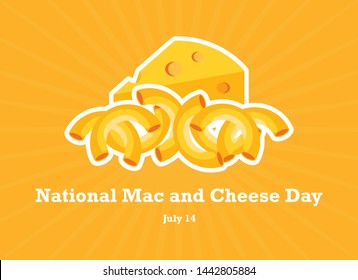 National Mac and Cheese Day vector. Macaroni and Cheese vector. Pasta with cheese icon. National Mac and Cheese Day Poster, July 14. Important day