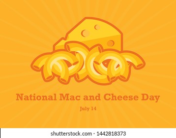 National Mac and Cheese Day vector. Macaroni and Cheese vector. Pasta with cheese icon. National Mac and Cheese Day Poster, July 14. Important day