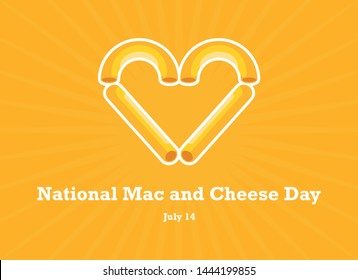 National Mac and Cheese Day vector. Love pasta vector. Macaroni and Cheese vector. Pasta with cheese icon. National Mac and Cheese Day Poster, July 14. Important day