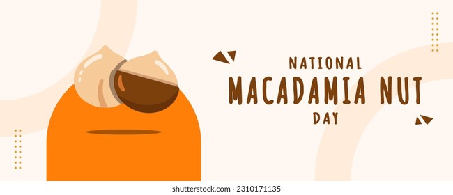 Día Nacional de las Nueces de Macadamia el 4 de setiembre Antecedentes de la pancarta. Diseño de plantilla de pancarta horizontal. Ilustración vectorial