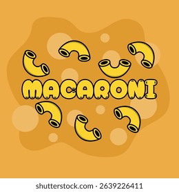 National Macaroni Day to celebrate on July 7th. Bold text with scattered macaroni on orange background. Food event banner.