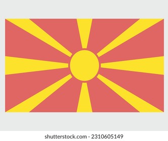National Macedonia flag, official colors and proportion correctly. National Macedonia flag. Vector illustration.