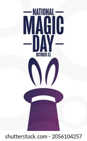 National Magic Day. October 31. Holiday concept. Template for background, banner, card, poster with text inscription. Vector EPS10 illustration