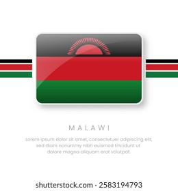 National Malawi Flag.Vector Malawi Button Flag. Realistic National Flag Design and Vector Template.