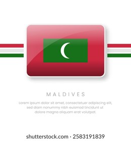 National Maldives Flag.Vector Maldives Button Flag. Realistic National Flag Design and Vector Template.