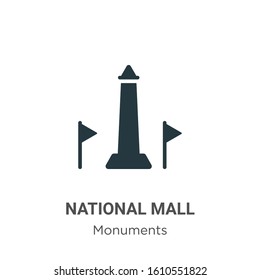 National mall glyph icon vector on white background. Flat vector national mall icon symbol sign from modern monuments collection for mobile concept and web apps design.