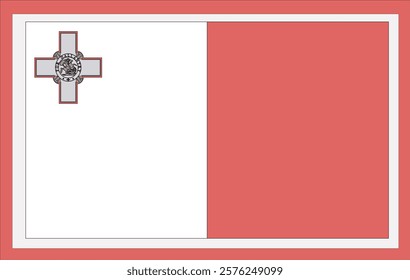 National Malta flag, official colors and proportion correctly. National Malta flag. Vector illustration. Malta flag vector icon, simple, flat design for web or mobile app.