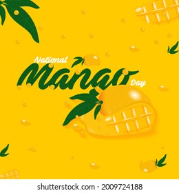 National Mango Day. Mango day banner and poster for social media and print media. Mango fruit illustration.