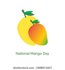 Día Nacional del Mango o Día del Mango Vector, ilustración. Celebre el Día Nacional del Mango el 22 de julio con vibrantes Variedades de mango sobre fondo blanco.