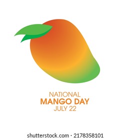 National Mango Day vector. Whole ripe mango fruit icon vector isolated on a white background. Colorful mango simple icon. June 22. Important day