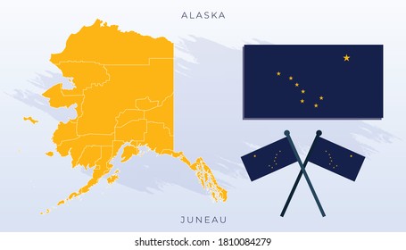 National map of Alaska, Vector flag of Alaska, Alaska map, illustration flag size vector of Alaska.