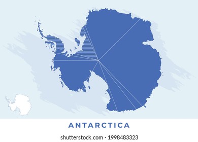 Nationale Karte der Antarktis, antarktische Karte, Vektorgrafik der Antarktis, Vektorgrafik der Antarktis-Karte.