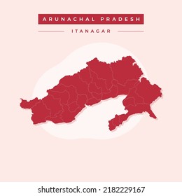 National map of Arunachal Pradesh, Arunachal Pradesh map vector, illustration vector of Arunachal Pradesh Map.