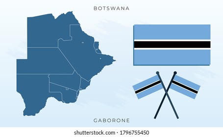 National map of Botswana, Vector flag of Botswana, Botswana map, illustration flag size vector of Botswana.