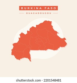 Mapa nacional de Burkina Faso, Mapa de Burkina Faso vector, ilustración del Mapa de Burkina Faso.