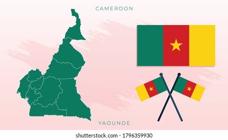 National map of Cameroon, Vector flag of Cameroon, Cameroon map, illustration flag size vector of Cameroon.
