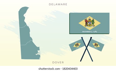 Mapa nacional de Delaware, Indicador vectorial de Delaware, Mapa Delaware, Indicador de ilustración de tamaño vector de Delaware.