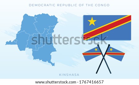 National map of Democratic Republic of the Congo, Vector flag of Democratic Republic of the Congo, DROTC map, illustration flag size vector of Democratic Republic of the Congo, map vector, Blue.