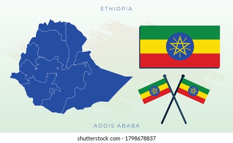 National map of Ethiopia, Vector flag of Ethiopia, Ethiopia map, illustration flag size vector of Ethiopia .