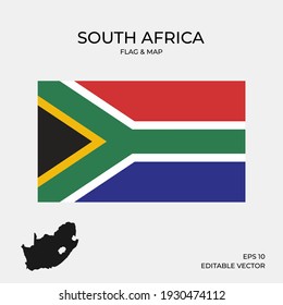 National map and flag of South Africa