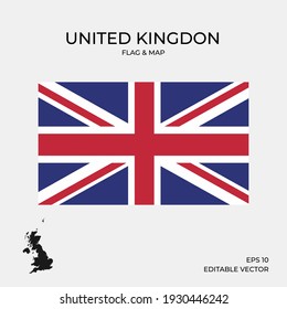 National map and flag of United Kingdom