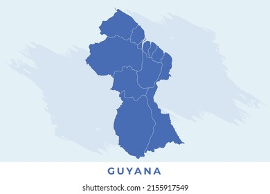 Mapa nacional de Guyana, vector de mapa de Guyana, vector de ilustración del mapa de Guyana.