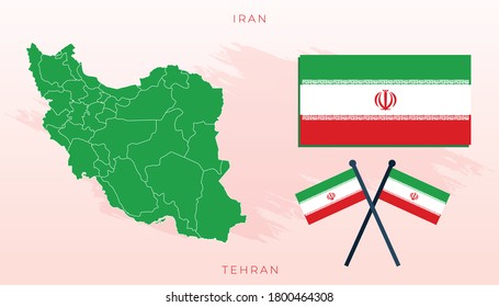 Mapa nacional de Irán, Indicador vectorial de Irán, Mapa de Irán, Indicador gráfico de tamaño vector de Irán.