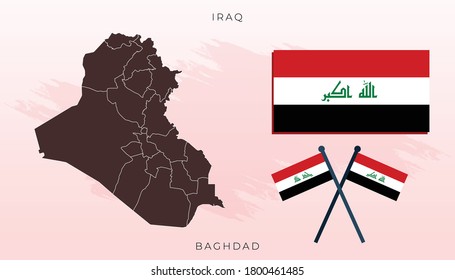 Mapa nacional del Iraq, Indicador vectorial del Iraq, Mapa del Iraq, Indicador de la ilustración del vector del tamaño del Iraq.