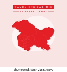 National map of Jammu and Kashmir, Jammu and Kashmir map vector, illustration vector of Jammu and Kashmir Map.