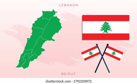 National map of Lebanon, Vector flag of Lebanon, Lebanon map, illustration flag size vector of Lebanon.