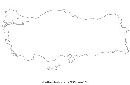 Türkiye national map line vector image on white background