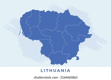 Mapa nacional de Lituania, vector cartográfico de Lituania, vector ilustrativo del Mapa de Lituania.